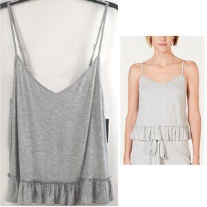 INC International Concepts Knit Ruffle Flounce Pajama Top Gray R $30 NWT